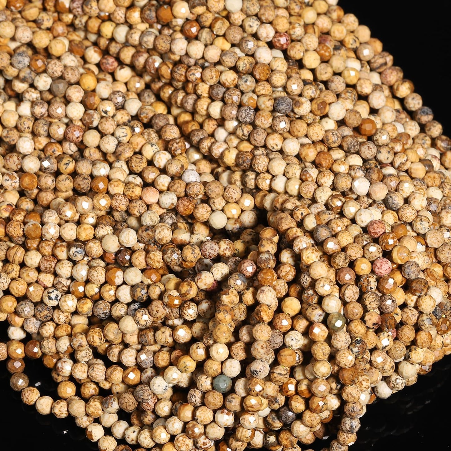 Song Xi 120pcs 3mm Natural Picture Gemstone Beads Faceted Round Loose Stone Beads for Jewelry Making