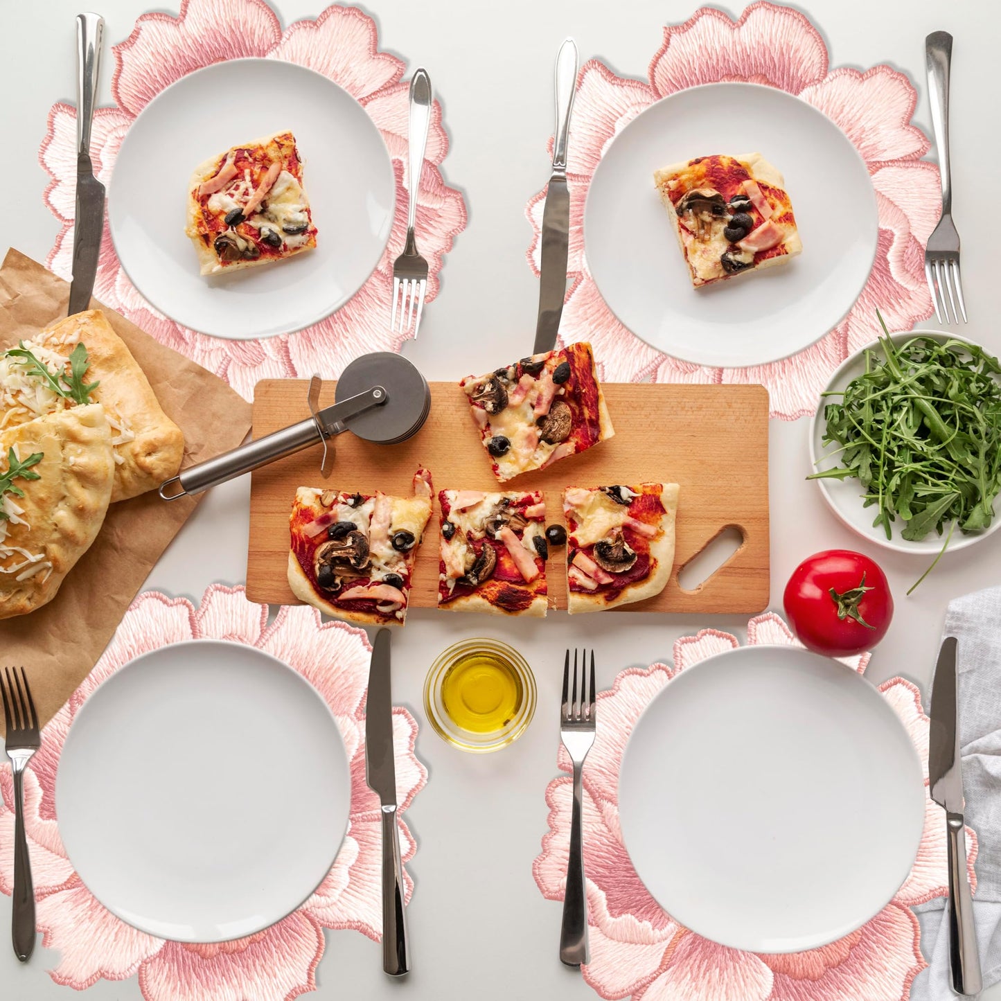 24 Disposable Floral Paper Placemats - Rose Flower Design for Tea Party Dining Table Decoration, Summer Wedding Receptions, Bridal Showers, Baby Showers, Birthday Celebrations, Garden Brunch Parties