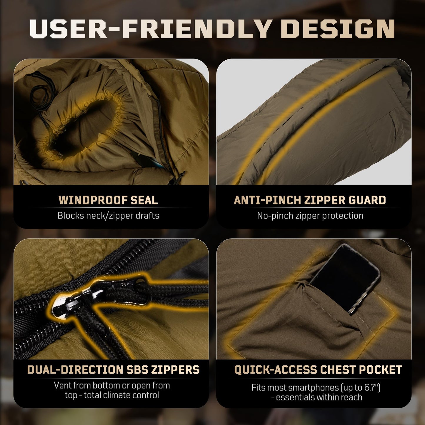Mummy Sleeping Bag for Adults, 25℉-36℉ Cold Weather Backpacking Sleeping Bag, Lightweight 3-4 Season Winter Camp Bag with Adjustable Hood & Compression Sack, Machine Washable