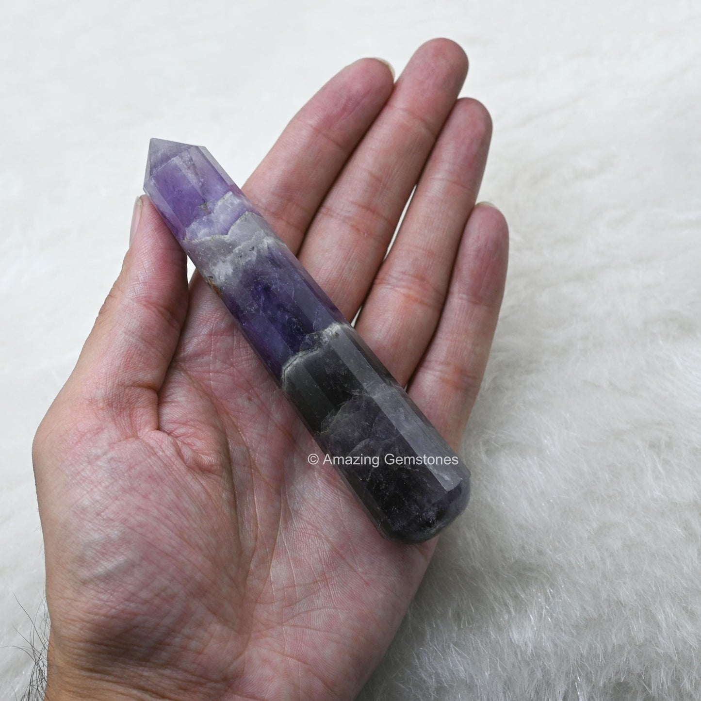 Amethyst Chevron Crystal Wand Massage Stick - Pelvic Wand Gua Sha for Adults - Crystals and Healing Stones Massage Wands for Adults Gifts (Pointed)