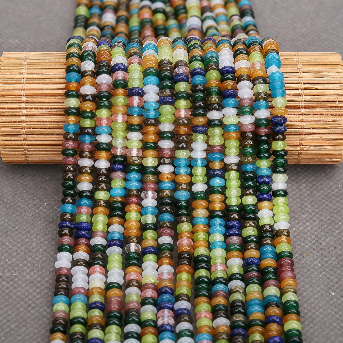 BONNY BOXX 1 Strand (150PCs) Natural 2 * 4mm Colorful Rondelle Beads, Natural Abacus Disk Stone Beads Loose Spacer Gemstone for DIY Bracelet Necklace Jewelry Making