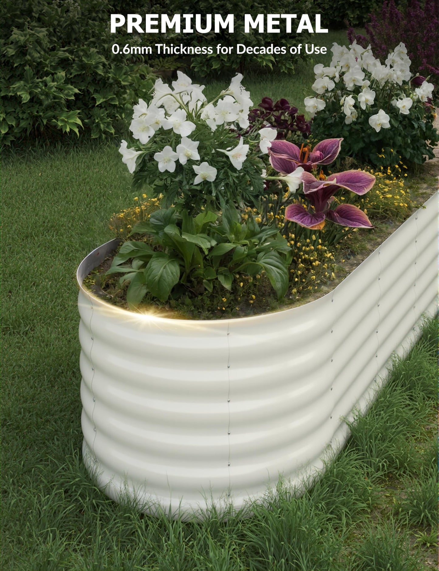 GarveeLife 8x2x1.5 ft 2-Pack Raised Garden Bed - Galvanized Steel Outdoor Planter Box for Vegetables, Flowers & Herbs - Durable Rust-Resistant Garden Box, Easy Assembly Raised Beds for Gardening,Beige