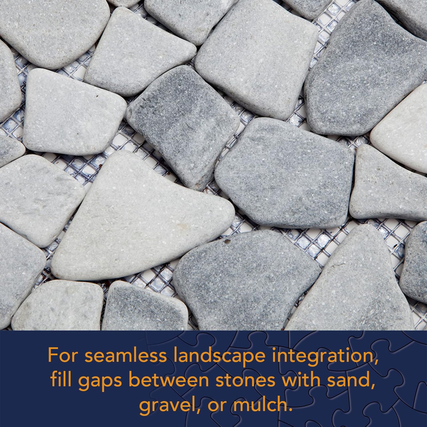 Bits and Pieces - Stepping Stones Outdoor Walkway - 12" Square Marble Landscaping Decorative Stepping Stones - Set of Three (3) - Backyard Decor Garden Pavers for Outside Walkway