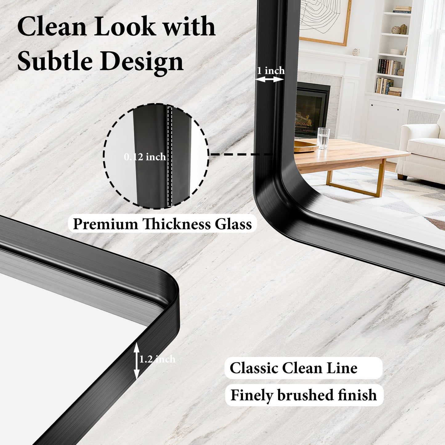 Black Metal Vanity Rounded Rectangle Bathroom Mirrors for Over Sink Wall, 55x30 Inch Large Matte Mirror, Anti-Rust, Modern Decorative for Restroom, Farmhouse
