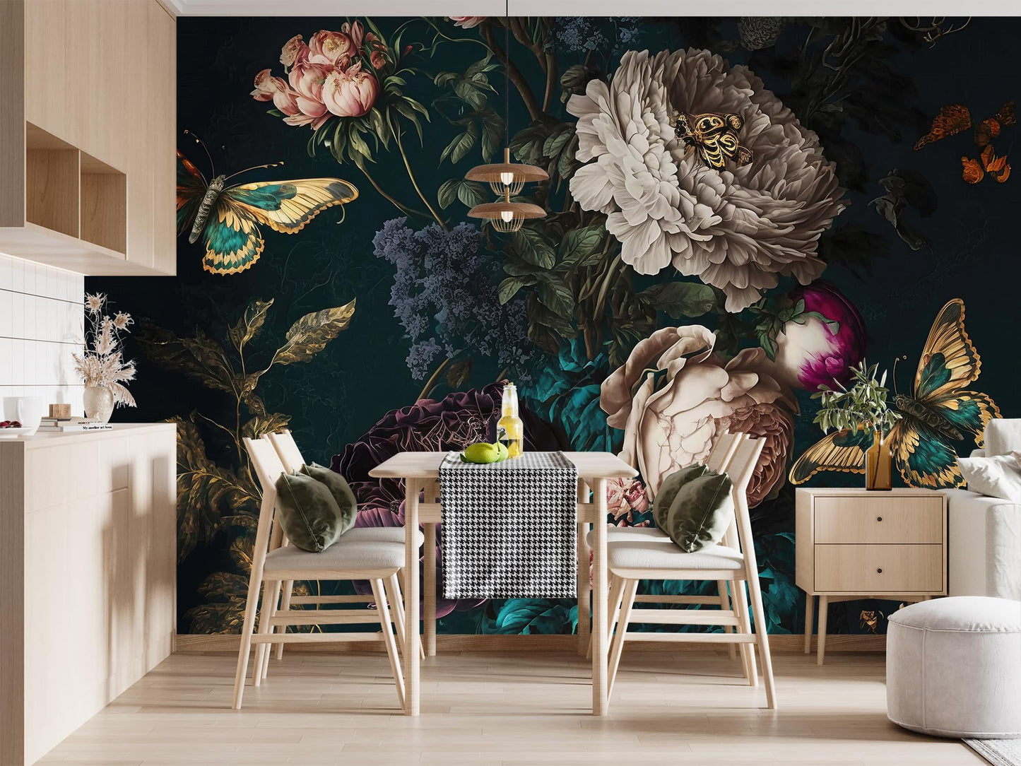 NIUONENIU Large Butterfly Flower Self-Adhesive Wallpaper Wall Decals, Suitable for Bedroom Accent Walls and Living Rooms