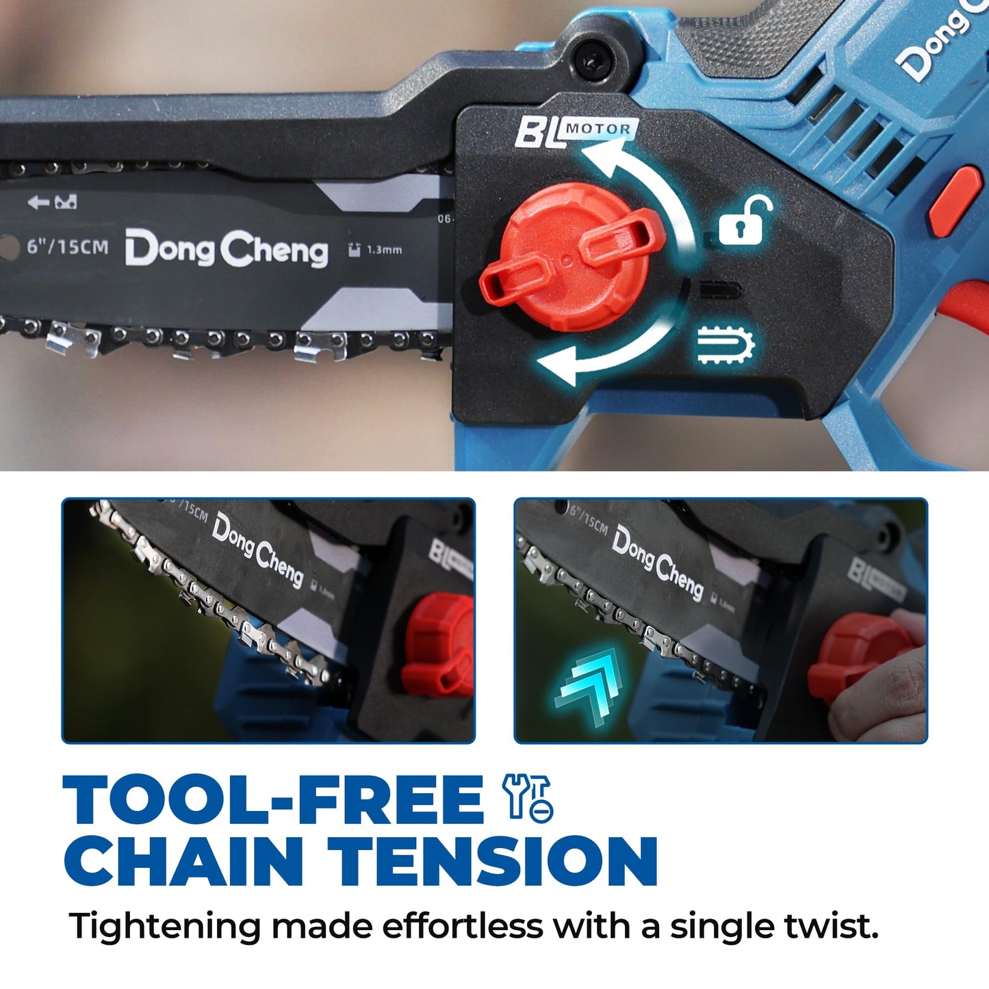 DongCheng 20V Brushless Mini Chainsaw, 6-Inch Cordless Electric Chainsaw with 2.0Ah Battery & Charger, 24000RPM, Auto Oiler, Tool-Free Chain Tension, 2.65 lbs for Wood Cutting, Tree Trimming, DIY