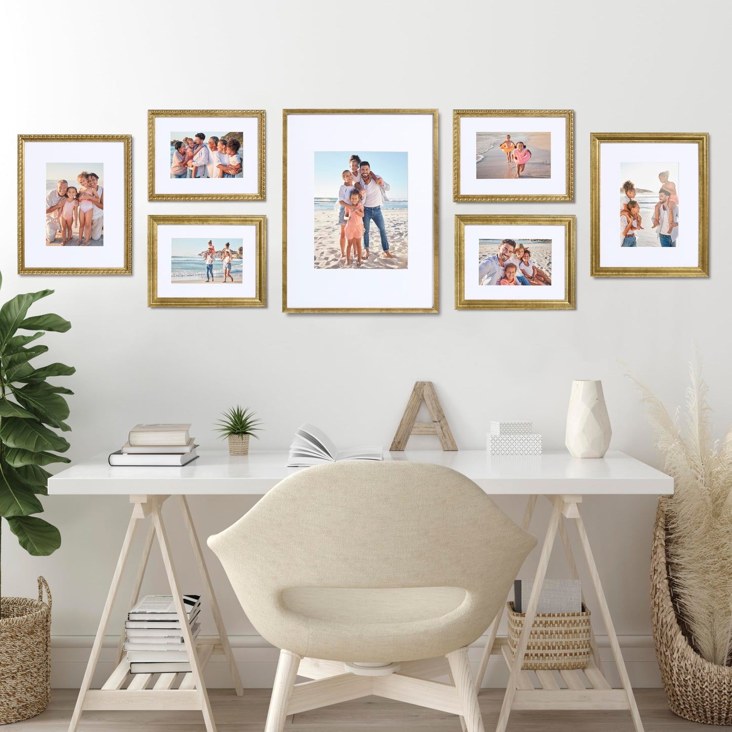 Camden Reed 7 Piece Gallery Wall Frame Set, (1) 12x16 Inch, (2) 8x10 Inch, and (4) 6x8 Inch, Bronze