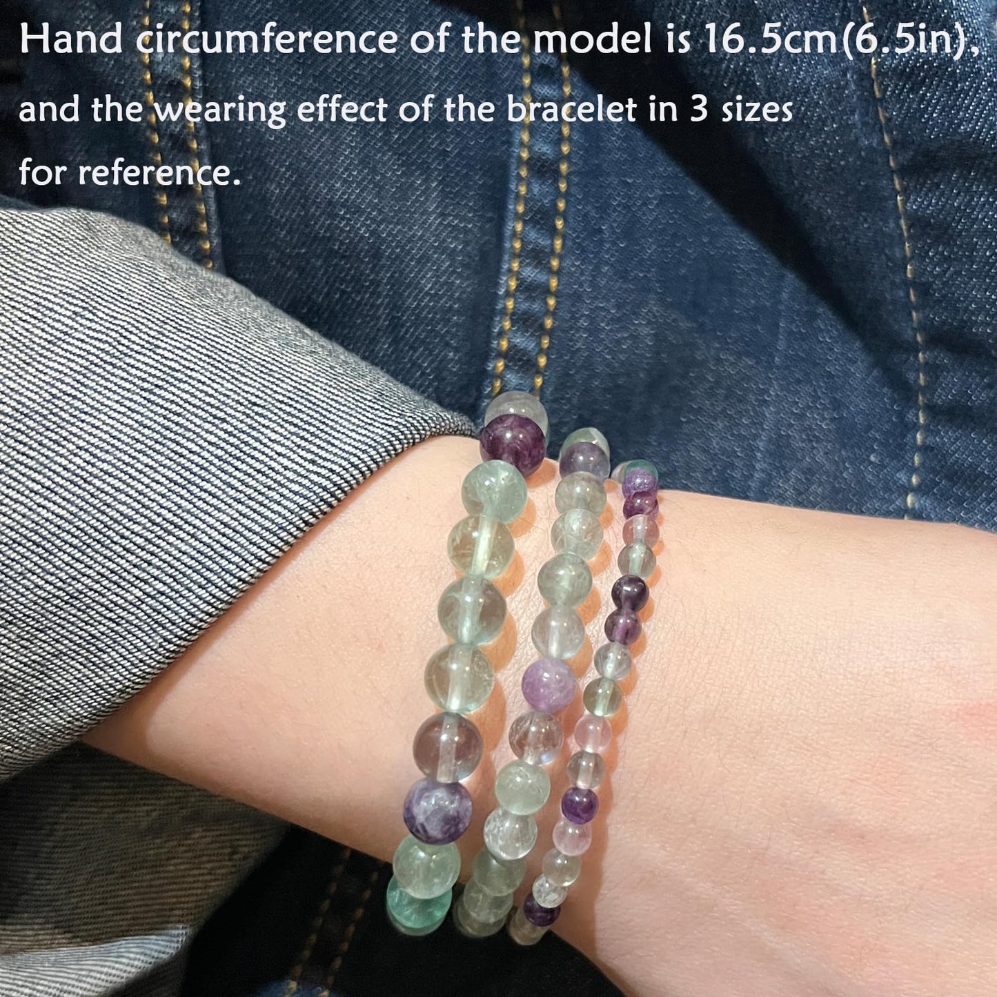 CHCCOYE 6mm Natural Healing Gemstone Bracelet Handmade Yoga Stretch Elastic Bracelet Stress Relief Crystal Jewelry for Men and Women (6mm, Fluorite)