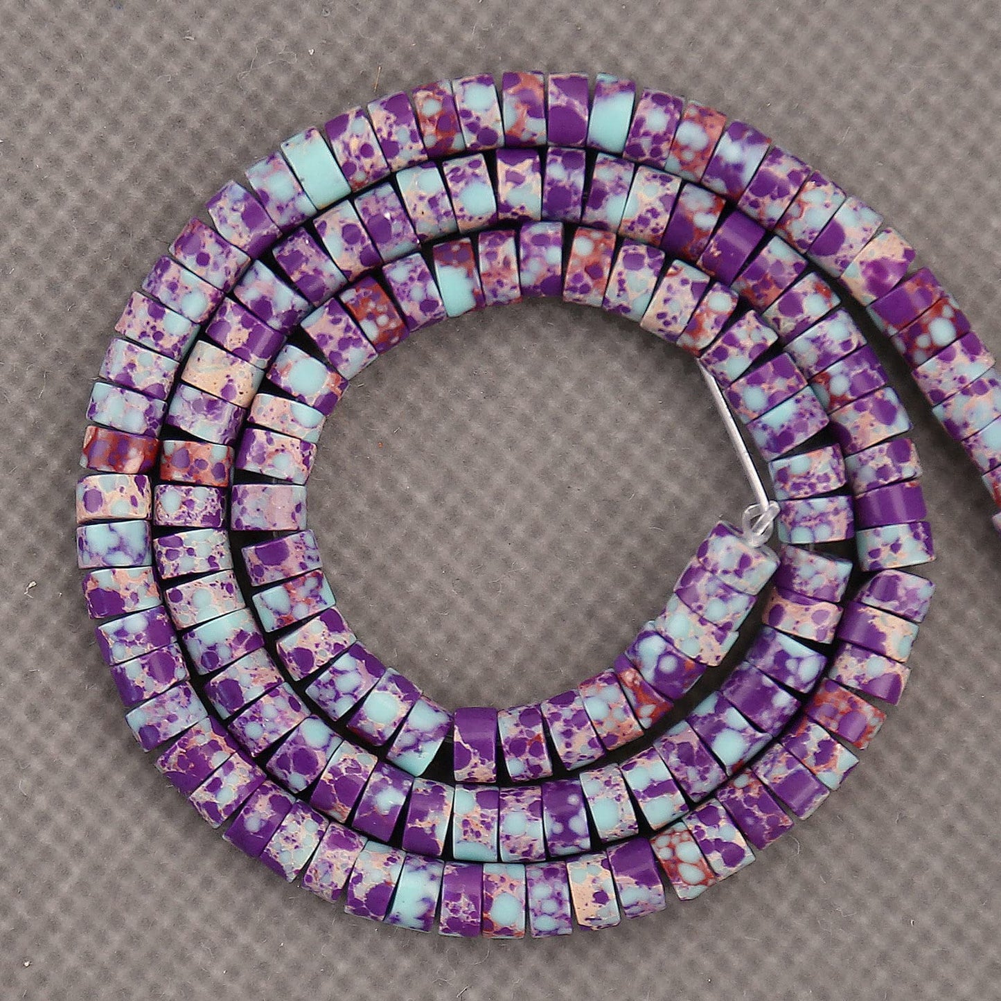 BONNY BOXX 150PCs Natural Purple Imperial Jasper Spacer Beads, Loose Semi Precious Flat Round Gemstone Heishi Disc Stone Beads for Beading Jewelry Making 4mm*2mm