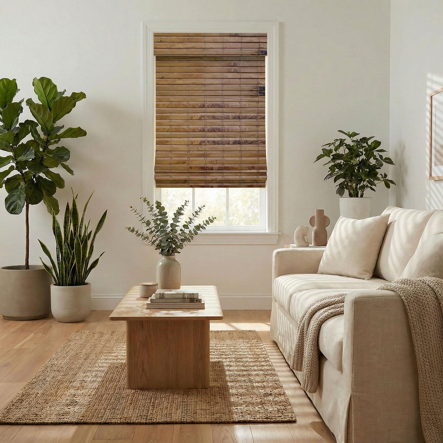 Cordless Woven Wood Roman Shades, Sizes 20 to 72 Wide and 24 to 72 High, Hatteras Camel (Click Customize Now)