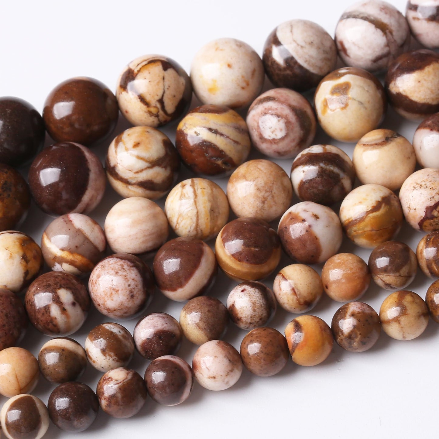 60PCS 6MM Natural Brown Zebra Round Loose Stone Beads for Jewelry Making DIY Energy Stone Healing Power Bracelet 15"