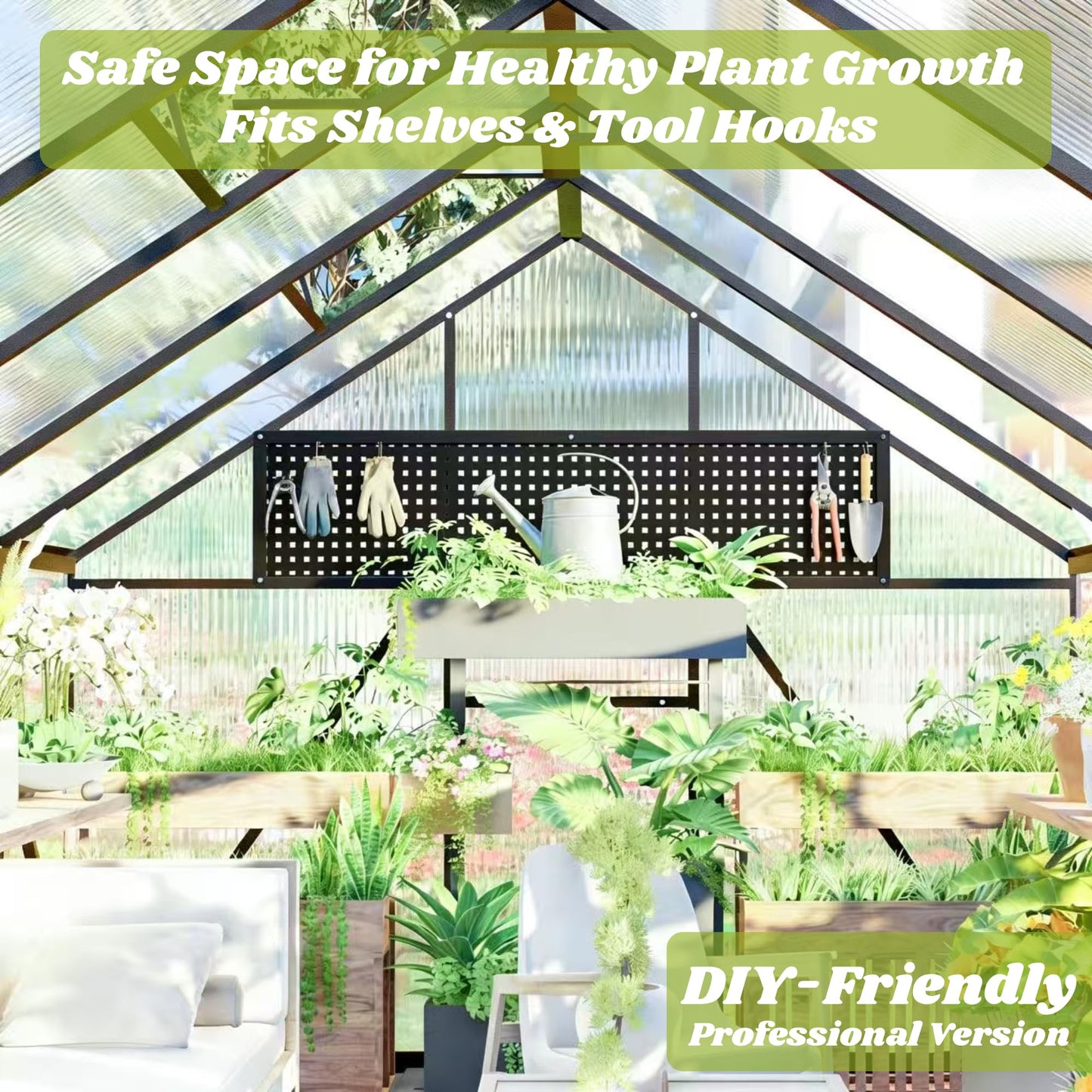 8x12 FT Greenhouses for Outdoors, Polycarbonate Greenhouse with PC Panels, Greenhouses for Outdoors for Yard, Garden, Hobby, Charcoal Black