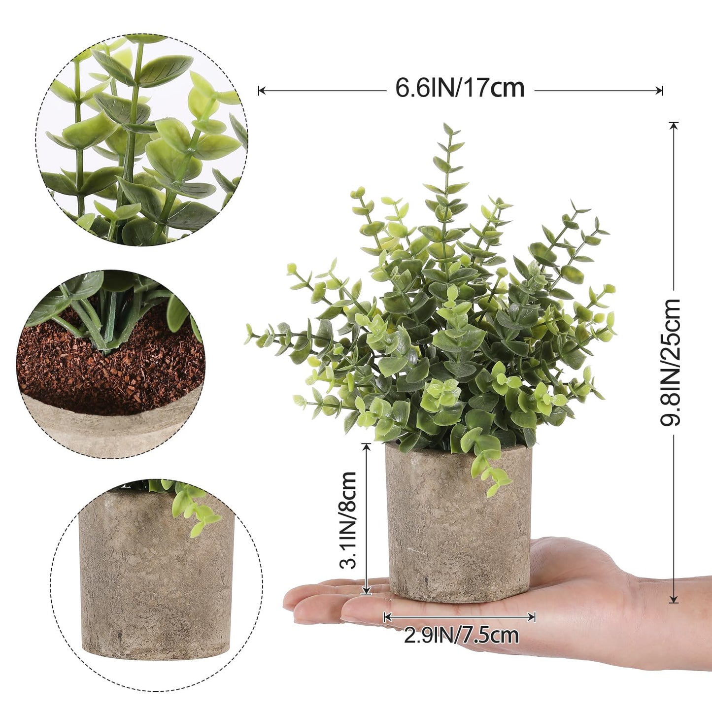 Hobyhoon 3pcs Small Fake Plants Eucalyptus,Small Potted Artificial Plant Indoor for Shelves, Bathroom Plants Decor for Shelf Desk Home Modern Farmhouse Living Room Coffee Table Decor (Sage Green)