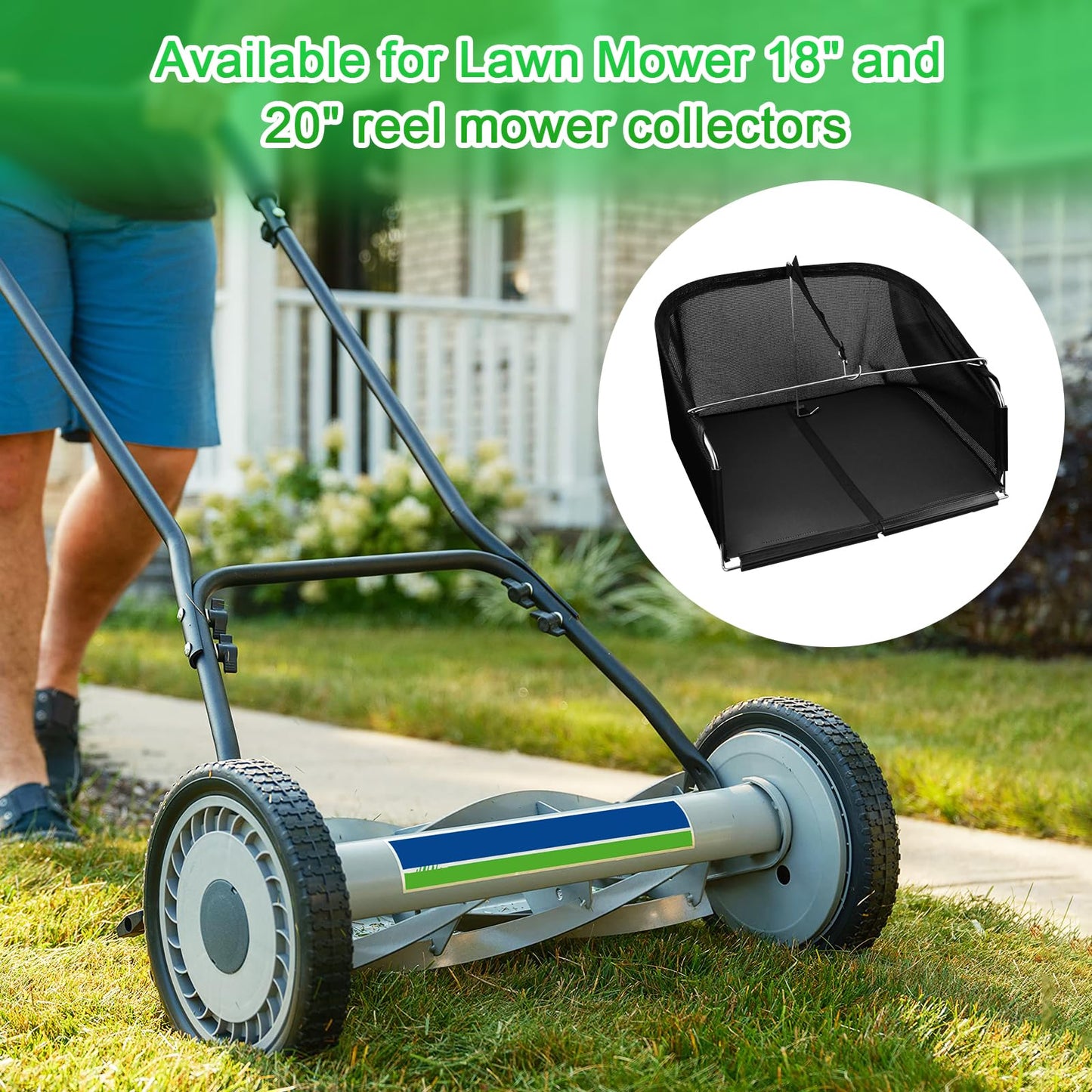 AAAQQ GC91820 Reel Lawn Mower Grass Catcher for 18-Inch and 20-Inch Lawn Mowers, 18-Inch/20-Inch Lawn Mower Bag for Push Reel Lawn Mower