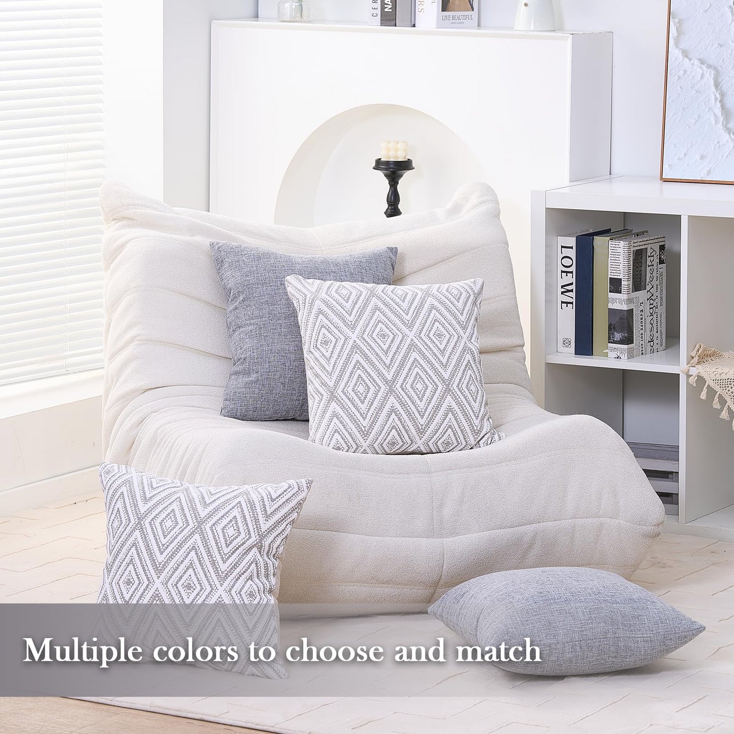hpuk Decorative Pillow Covers Couch Pillow Covers Throw Pillow Covers for Couch, Sofa, Bed, 17x17 Inch Set of 4 Polyester Farmhouse Pillow Covers, Grey