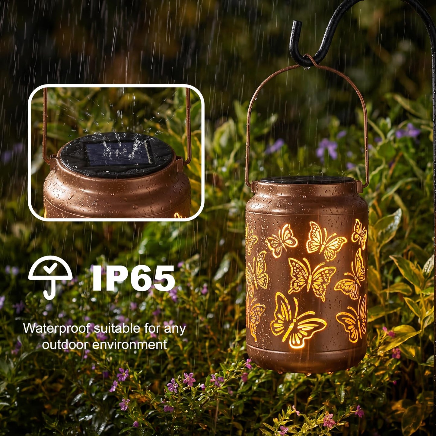 Edenseelake Butterfly Solar Lanterns Outdoor Waterproof, Mothers Day Garden Decor Gifts for Mom, Women, Grandma, Outdoor Hanging Lantern for Patio, Porch, Yard, Pathway