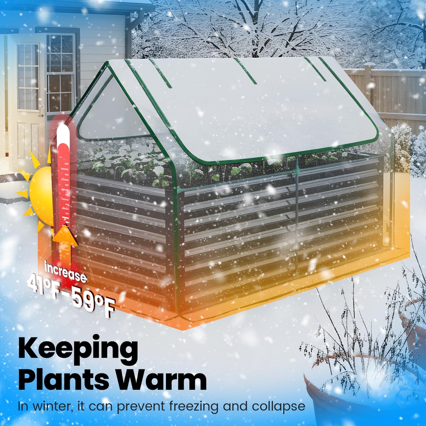 Quictent Raised Garden Bed Galvanized Raised Beds for Gardening Vegetables with Cover 6x3x2 ft Tall Metal Planter Box Outdoor Use (Clear)