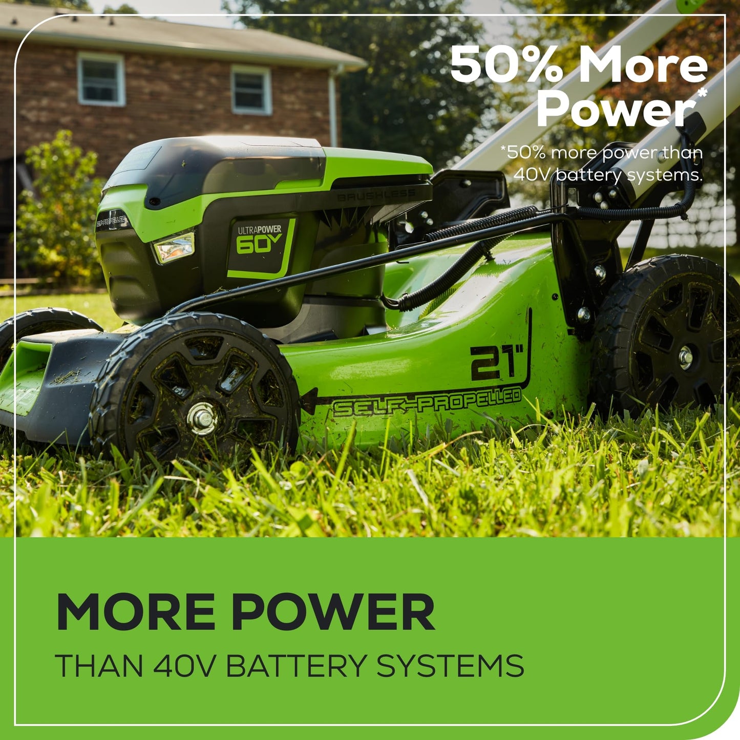 Greenworks 60V 21" Brushless (Self-Propelled) Cordless Lawn Mower, 2 x 4.0Ah Batteries (3/4 Acre, Rapid Charger, 4-in-1, LED Lights, IPX4)