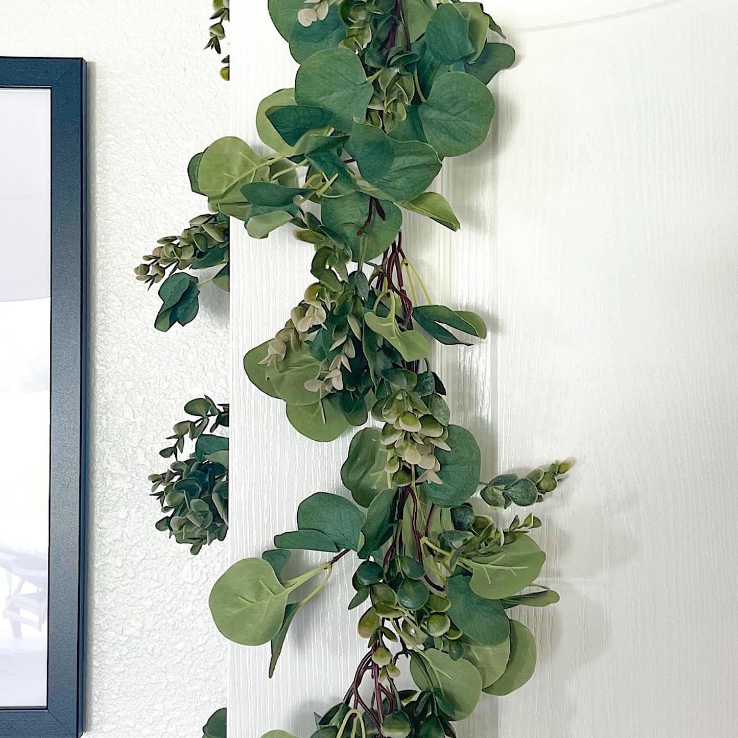5.9ft Eucalyptus Garland with Seeded Leaves & Berries | Realistic Artificial Greenery Garland for Mantle, Wedding, Farmhouse, Christmas & Year-Round Décor | Faux Eucalyptus & Seeded Garland
