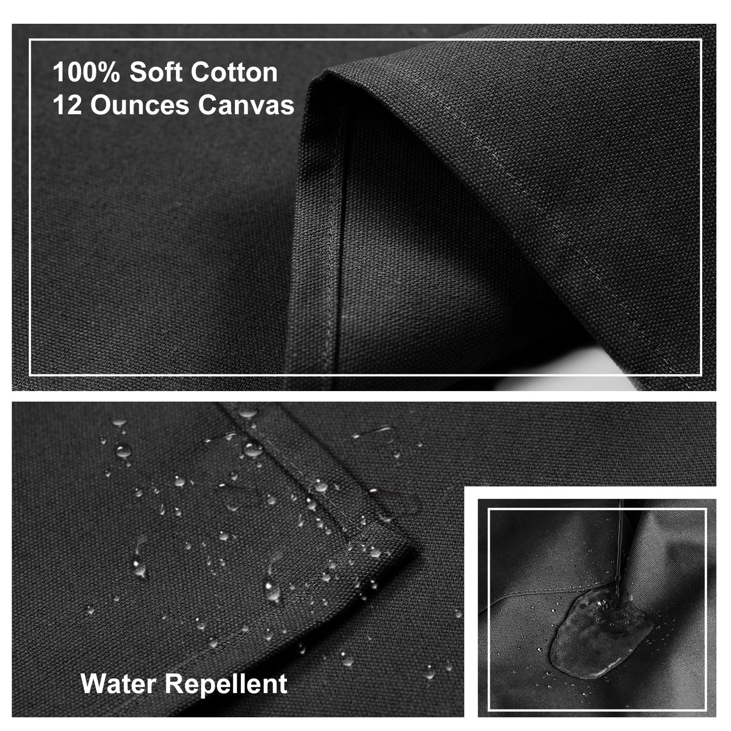 ZOMAO Chef Apron for Women Men with Large Pockets, Cotton Canvas Cross Back Waterproof Work Aprons for Kitchen Cooking Bib (Black)
