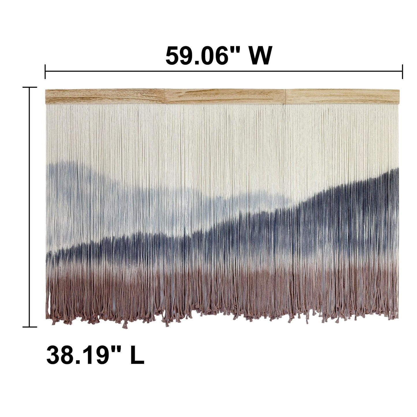 AKSWSHO Macrame Wall Hanging, Extra Large Mountain Dip-Dye Handmade Cotton Tapestry 59.06" x 38.19", Oversized Boho Wall Décor for Living Room Bedroom Studio Entryway, Serene Handcrafted Home Gift