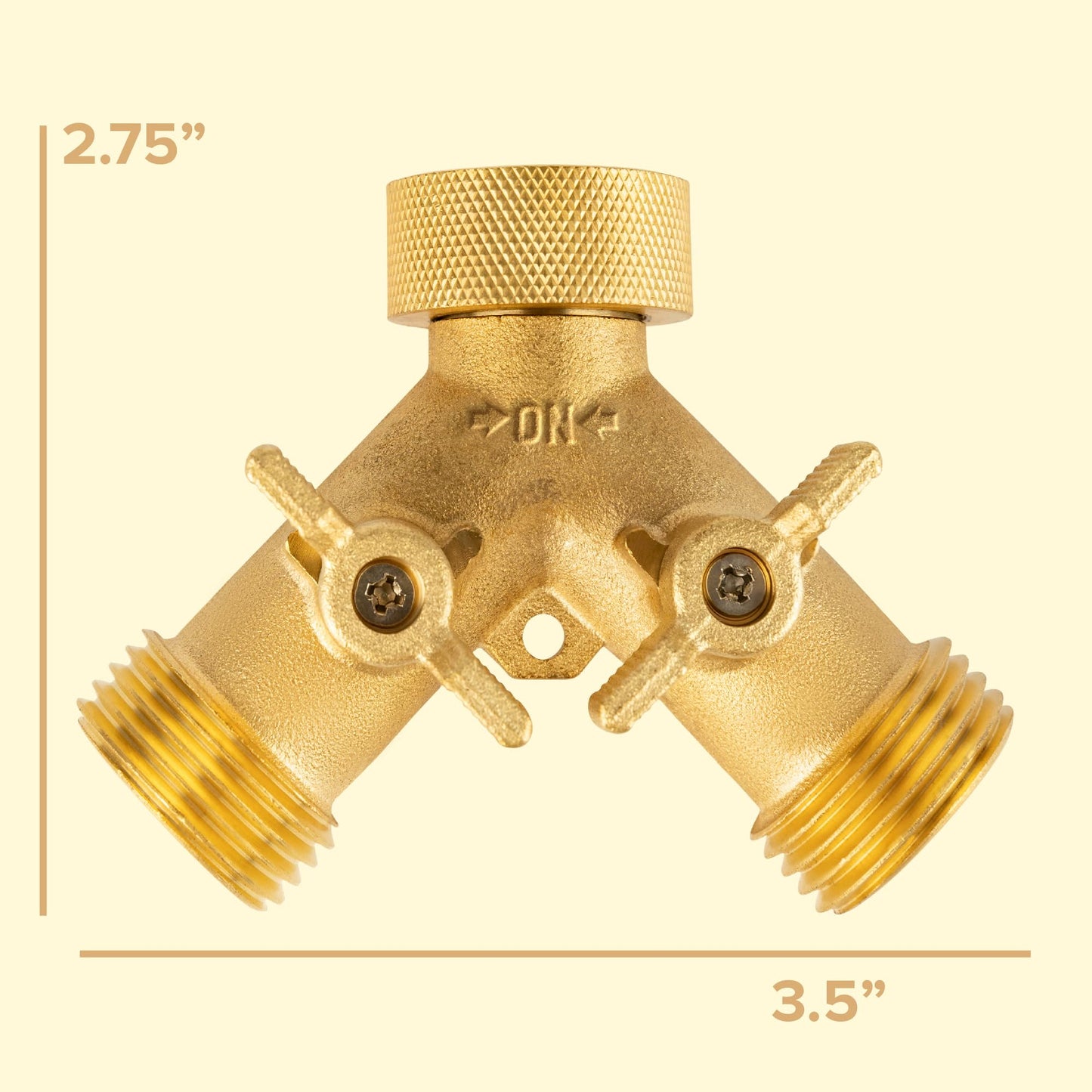 INNAV8 Garden Hose Splitter 2 Way Heavy Duty - SOLID BRASS Hose Splitter Features Easy to Open Valves - Hose Bib Y Splitter for Outdoor Faucet
