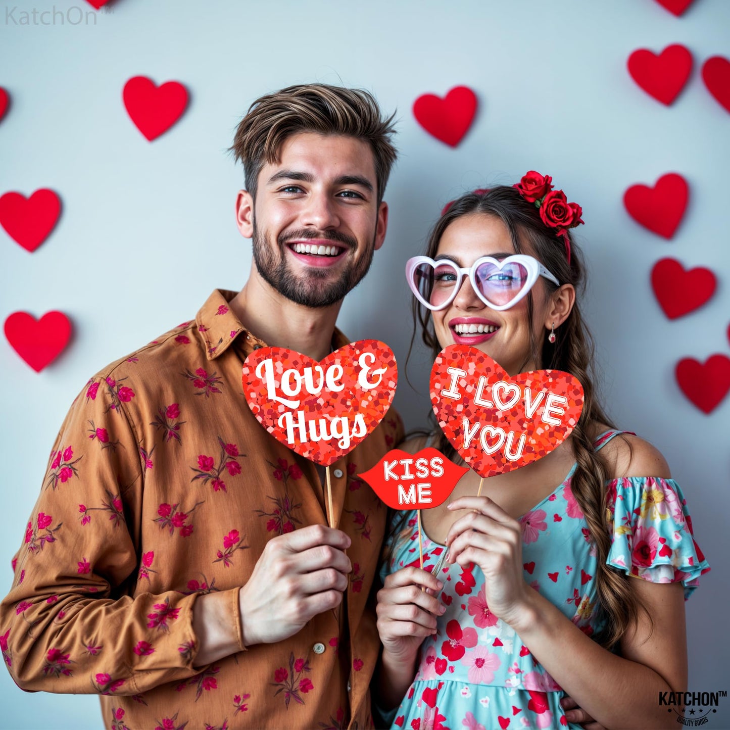 KatchOn, Red Valentines Photo Props - Pack of 30 | Valentines Day Photo Booth Props | Valentines Day Decorations | Valentine Day Props for Photography | Valentine Props for Valentine Day Décor