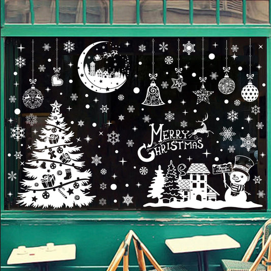YLXLLSM Christmas Window Clings Decorations for Glass Window, 9 Sheets Winter Snowman Tree Snowflake Christmas Stickers Decoration, Double Sided Removable Xmas Decal for Home Party School Office Decor