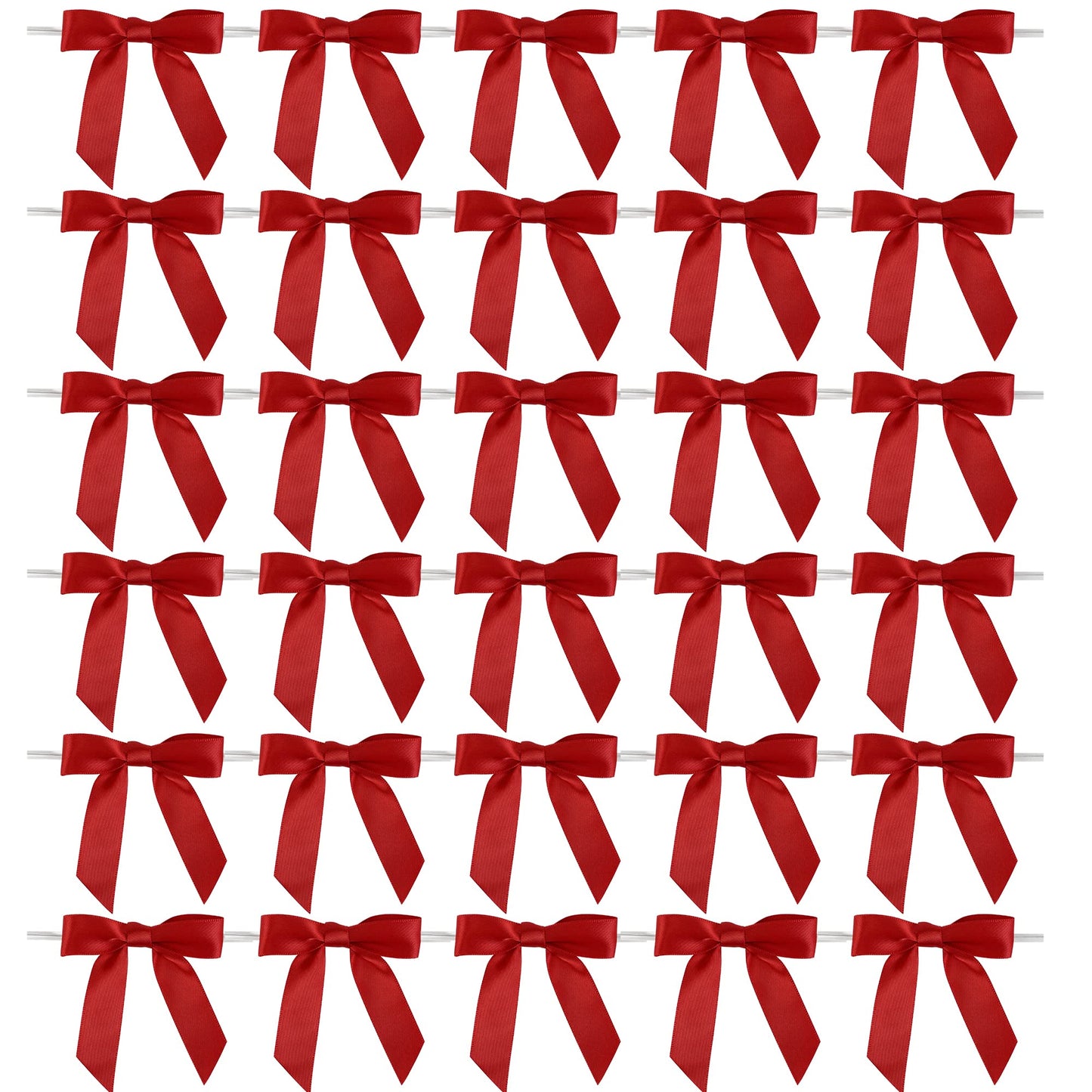 AIMUDI Red Bows 2.5" Satin Bow for Gift Wrapping Twist Tie Bows for Wedding Favors Candy Apples Party Valentine's Day Christmas Decorations - 50 Counts
