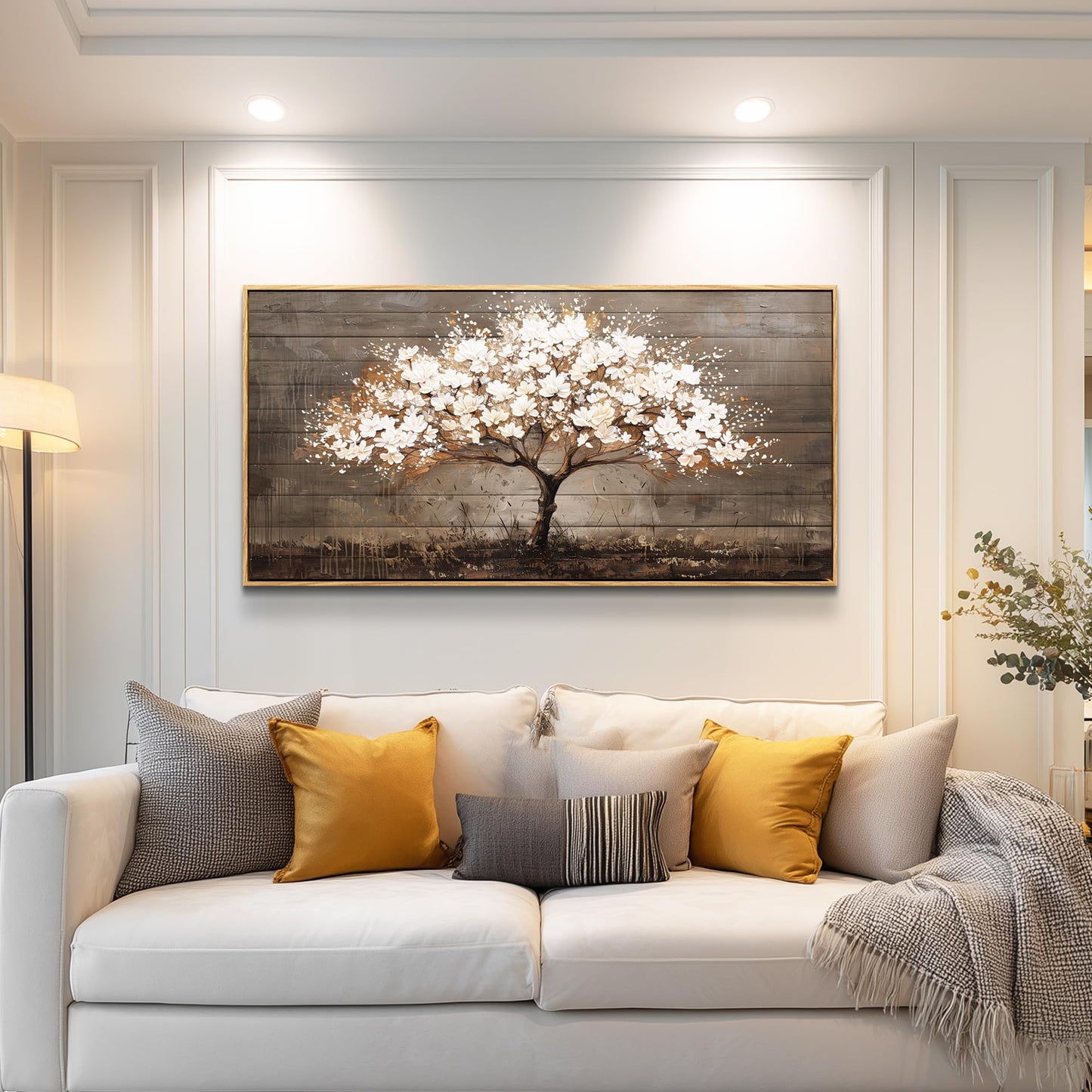 Wapluam Tree Of Life Wall Art,Neutral Abstract Canvas Painting Art Prints,Framed Wall Art,Wall Decor For Living Room,Nature Plant Modern Pictures For Bedroom Bathroom Dining Room Office Artwork 20x40