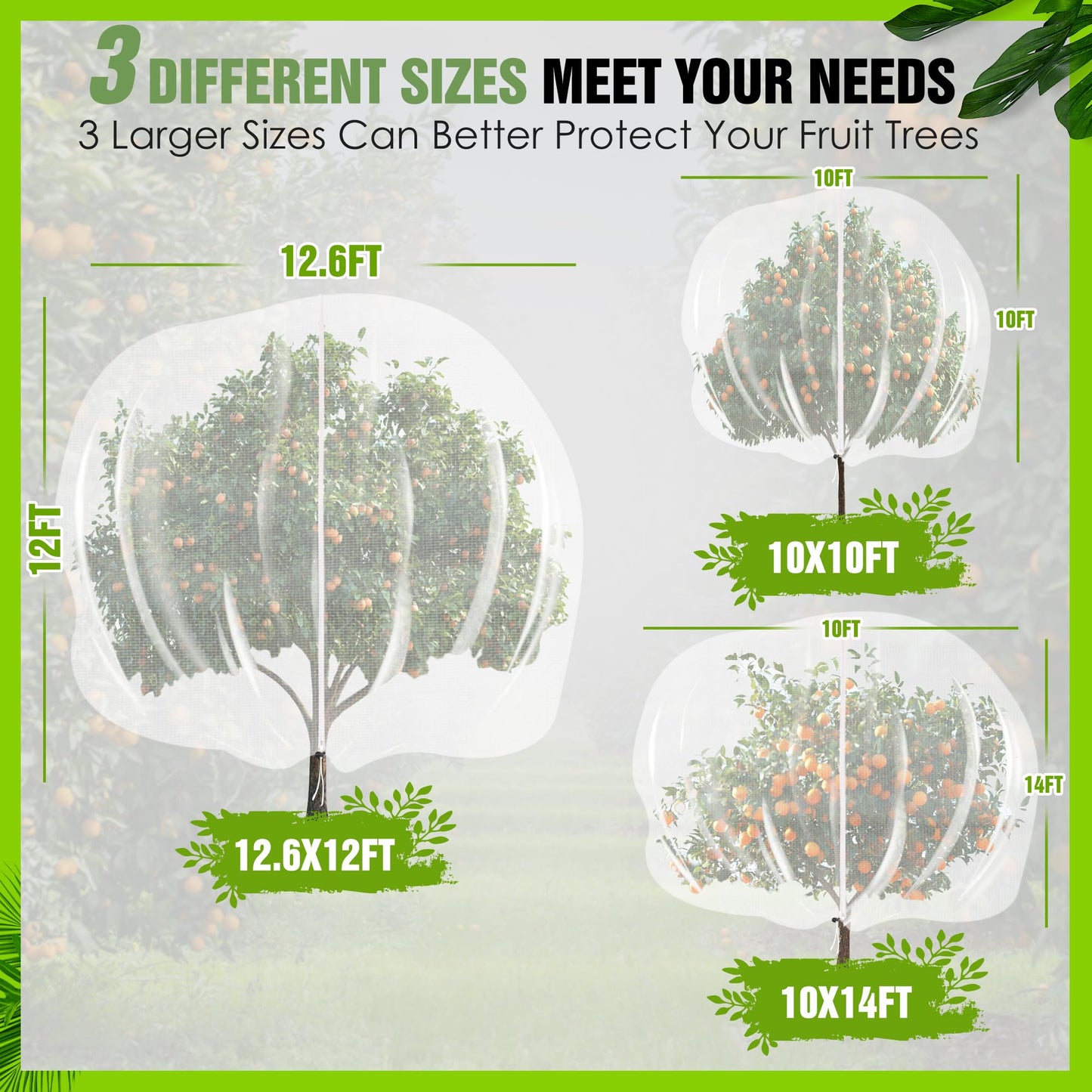 10 X 14FT Large Fruit Tree Netting, Tree Nets for Fruit Trees with Zipper and Drawstring, Insect Netting Barrier for Garden Blueberry Bushes Cherry Peach Apple Protection from Squirrels Birds Pests
