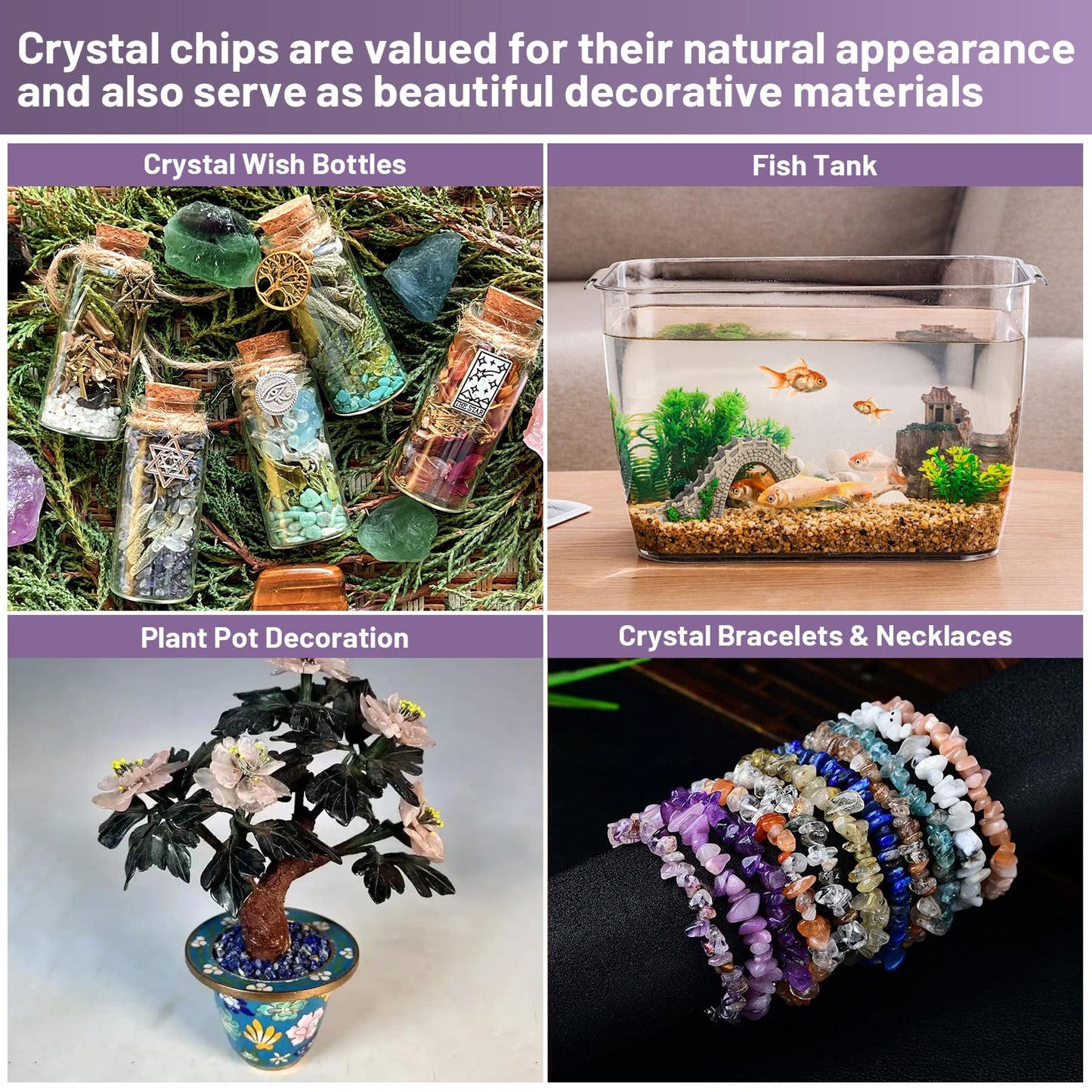 1.1lb Natural Crushed Light Color Amethyst Crystal Tumbled Chips-Healing Crystals Chips Bulk, Crushed Crystal Gemstones for Crafts, Beautiful Package for Gift (Light Color Amethyst)