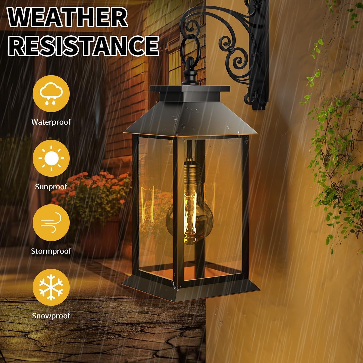 AYTPU 2 Pack Solar Lanterns Outdoor, Hanging Glass Solar Lights Waterproof, Dual Power Solar & 2*AA Battery, for Porch, Patio, Yard and Indoor Table or Mantel
