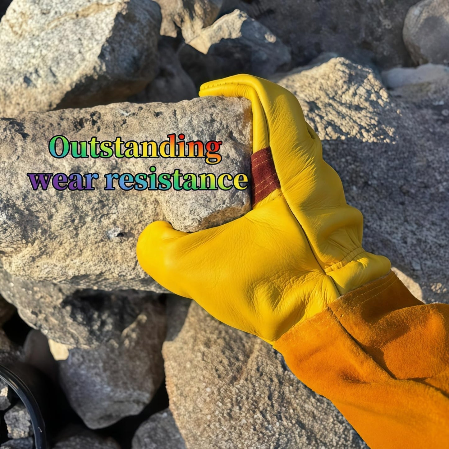 wfkwcxw Gardening Gloves for Women/Men Thorn Proof, Premium Leather Work Gloves for Cactus & Rose Pruning, Adjustable Wrist Strap, Yellow, Medium
