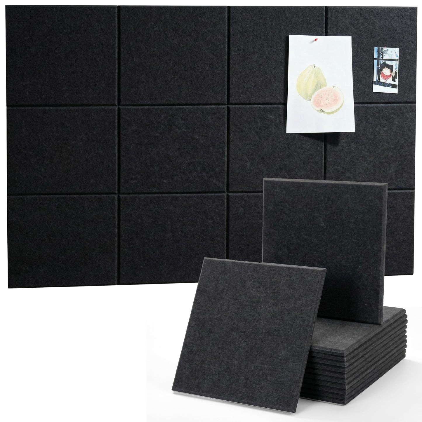Large Felt Bulletin Board 48" x 36" with Push PINS & Wall Safe Adhesive Tabs – Modern Large Cork Board for Walls in Home or Office, Versatile Felt Board Layout, Cork Board, Vision Board, Dream Board