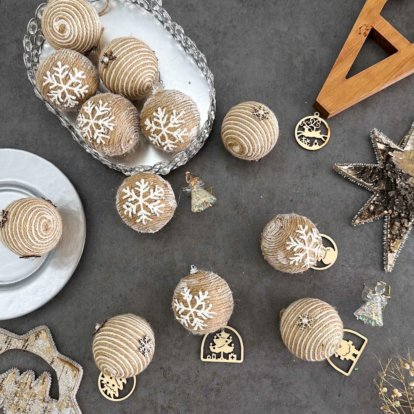 XmasExp Farmhouse Christmas Ball Ornaments Set-Rustic Shatterproof Christmas Tree Decorations 12Counts,70mm/2.76", Farmhouse