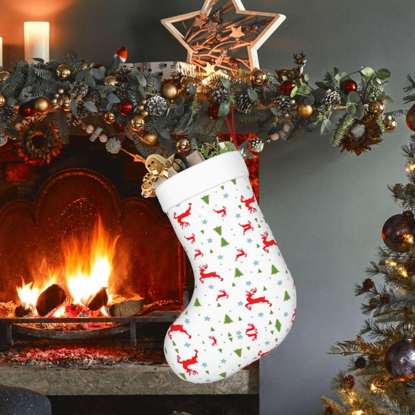 HJKTVDRQ Christmas Holiday Print Classic Decorative Socks Stylish Traditional Christmas,Luxurious Gift for Festive Season