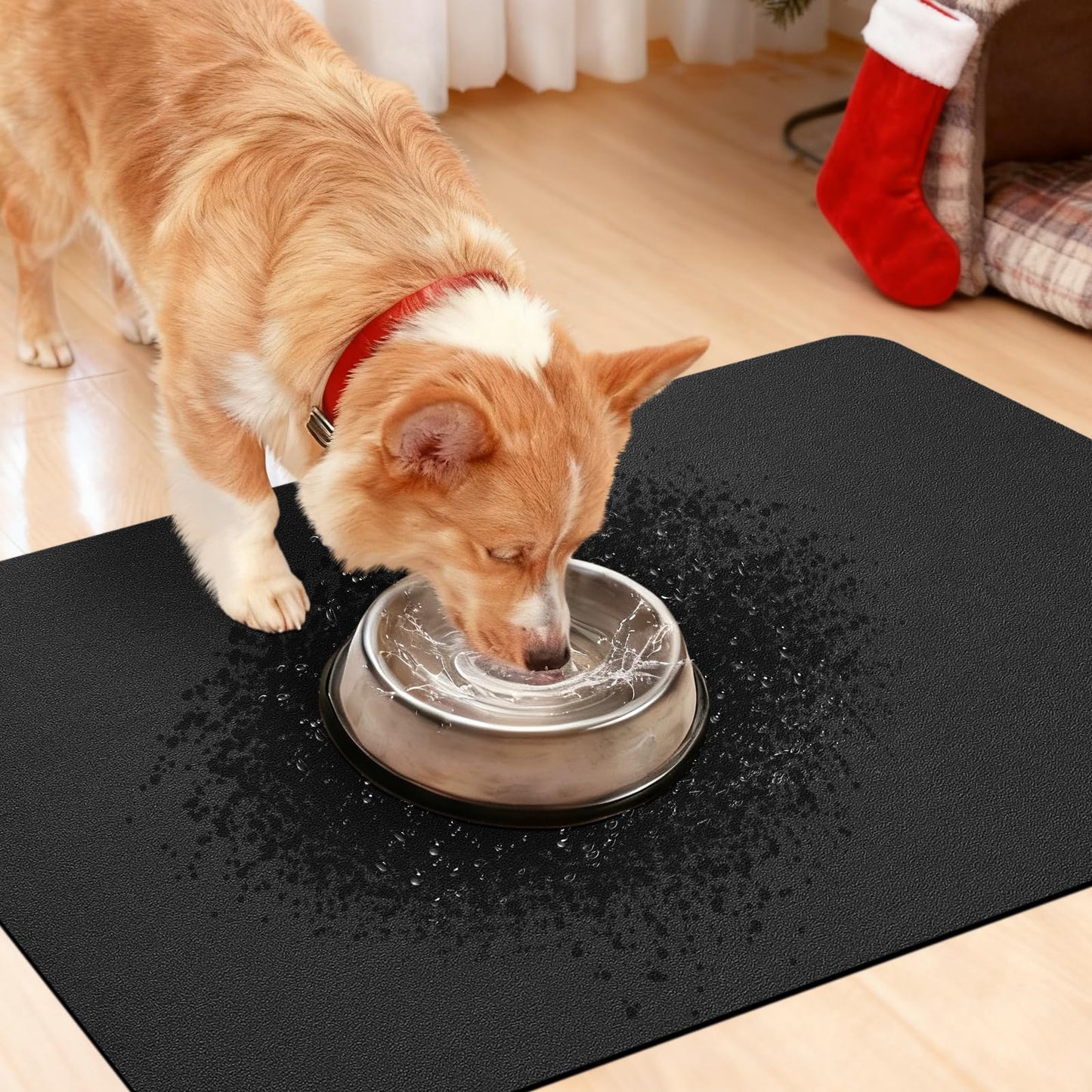 ACCUMTEK Non Slip Bath Mat, Thin Bathroom Rugs Fit Under Door, Quick Dry Bath Mats, Machine Washable Bath Rugs for Bathroom, Bathtub & Kitchen, Bathtub & Kitchen, Black/Solid/24 x17