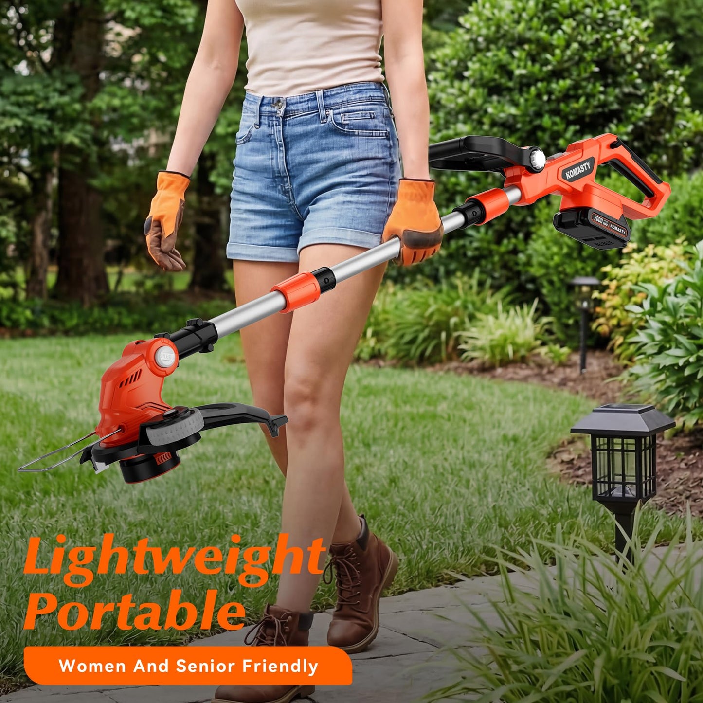 20V Electric Weed Wacker Cordless Edger Lawn Tool 2 X 2.0Ah Battery Powered Weed Eater with Charger, 12 Inch Lightweight String Trimmer, Auto Line Feed Grass Cutter Lawn Mower Garden Tools for Yard