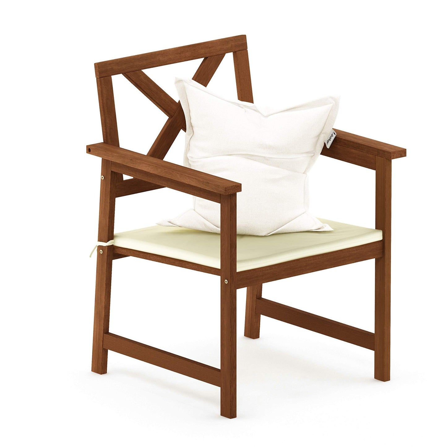 Furinno FG18112C Tioman Hardwood X Back Arm Chair in Teak Oil with Cushion, Natural