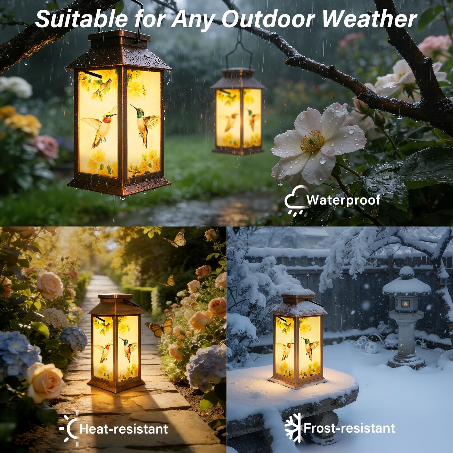 Ccinny Mothers Day Gifts, Solar Lanterns Outdoor Waterproof, Hummingbird Garden Decor Birthday Gifts for Women Mom Grandma, LED Hanging Solar Lights for Outside Yard Patio Lawn Porch