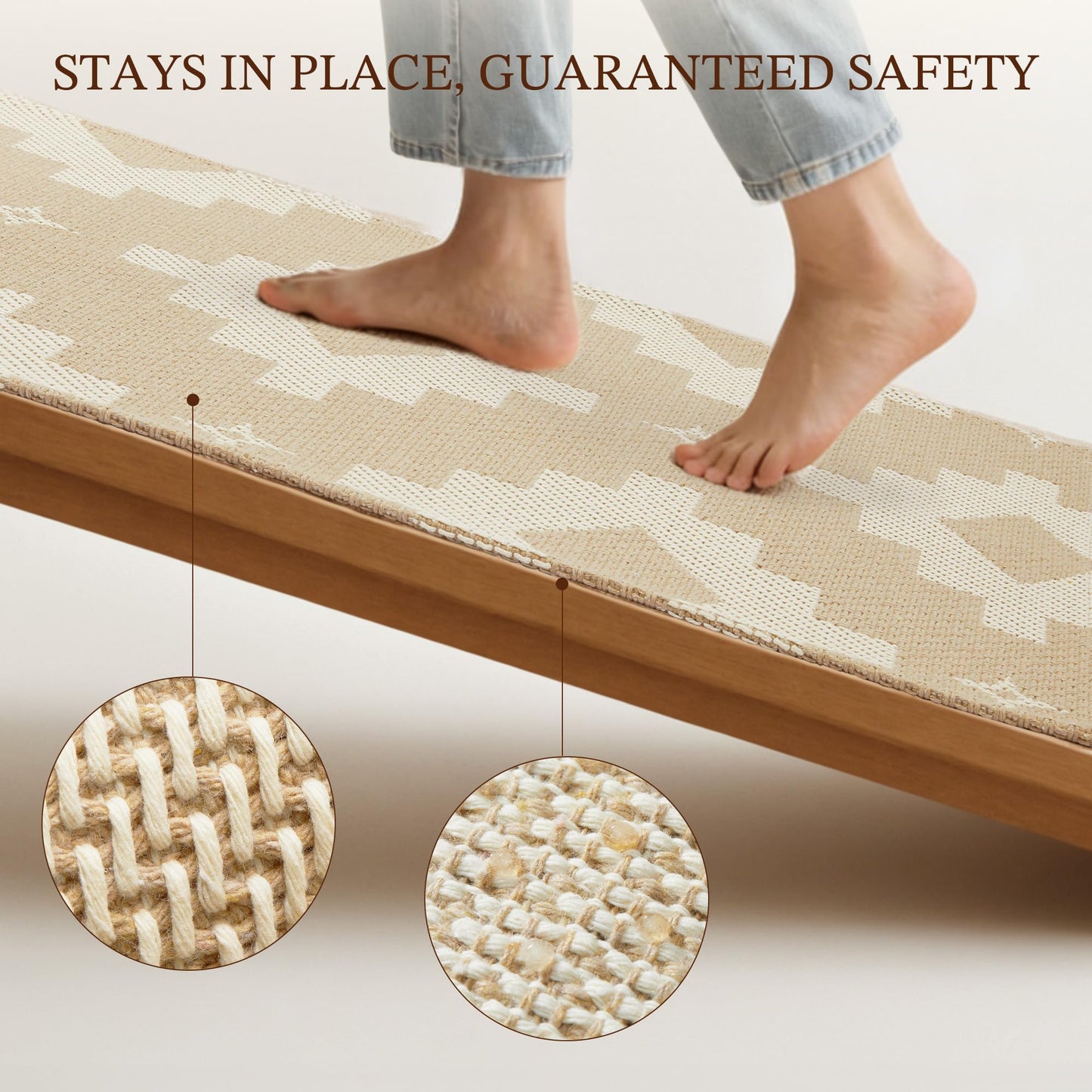 MatEssenz 2x3 Washable Entryway Rug, Woven Boho Geometric Indoor Front Door Mat, Pet Friendly Neutral Farmhouse Accent Throw Rug for Kitchen & Bedroom, Beige
