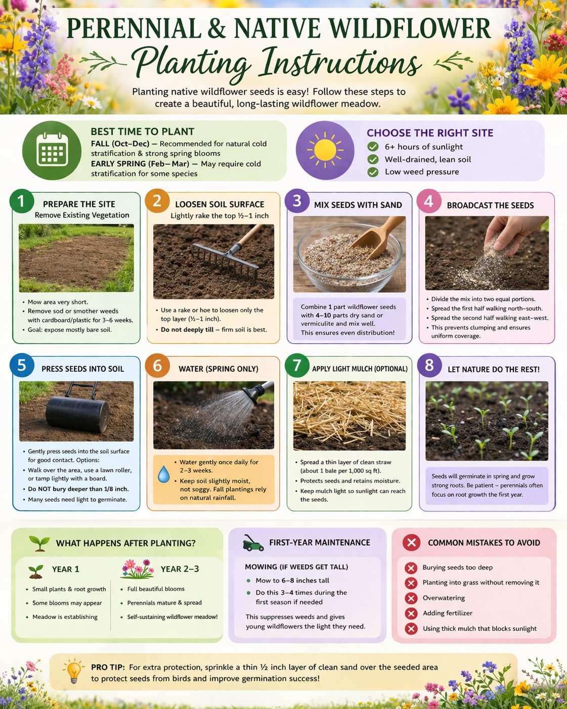 United States Nationwide Bulk Perennial Wildflower Seed Mix - All U.S. Zones - Plant in Spring and Fall (1 Pound Covers 2,000 Square feet) (1/4 Pound)