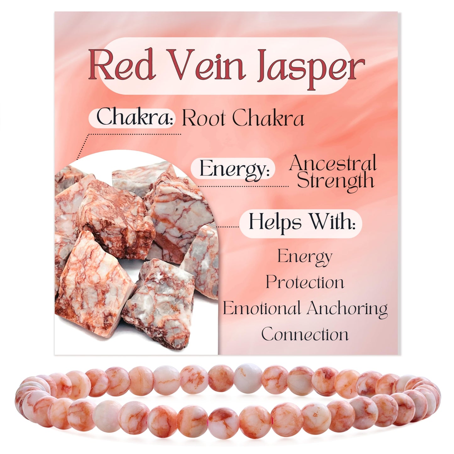 Bivei Red Vein Jasper-Ignited Passion-4mm Beaded Bracelets for Women Handmade Semi Precious Natural Stone Stretch Elastic Jewelry Yoga Protection Gifts