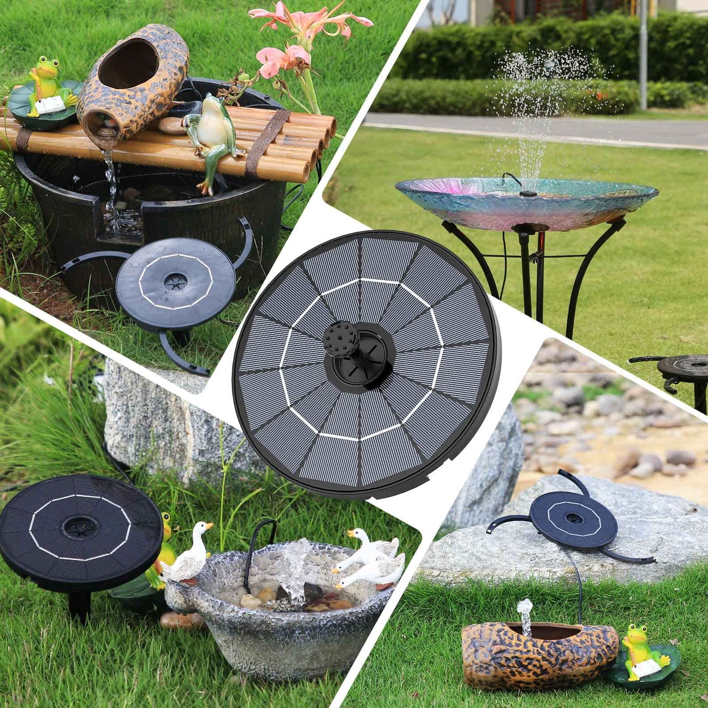 AISITIN 2.8W Solar Fountain Pump for Bird Bath Upgraded 2026, Floating Solar Powered Water Fountain Built-in 1000mAh Battery with 7 Nozzles & 3 Integrated Bracket for Bird Bath and Outdoor Garden