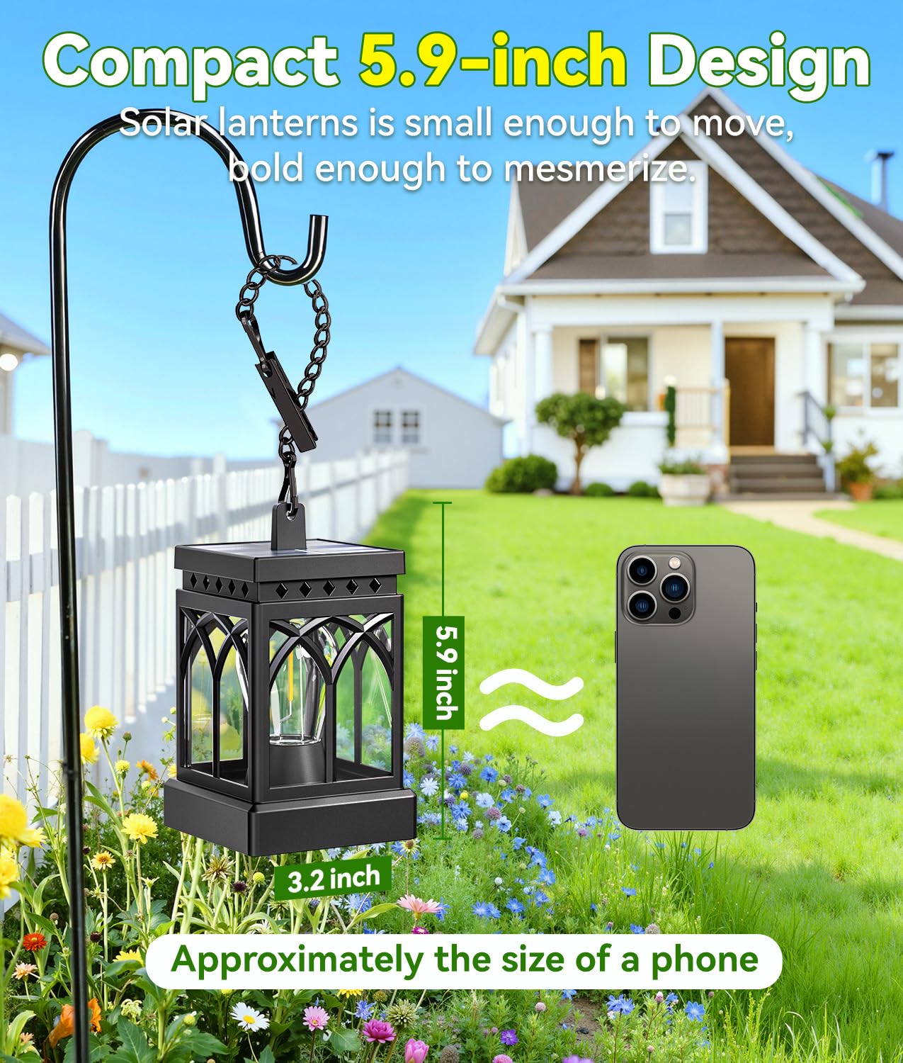 KOOPER 4 Pack Solar Lanterns Outdoor Waterproof, Brighter Hanging Solar Lantern Lights for Outside, Auto ON/Off Lanterns Decorative Outdoor for Garden Table Yard Path Tree Patio Lawn Decor, Gifts