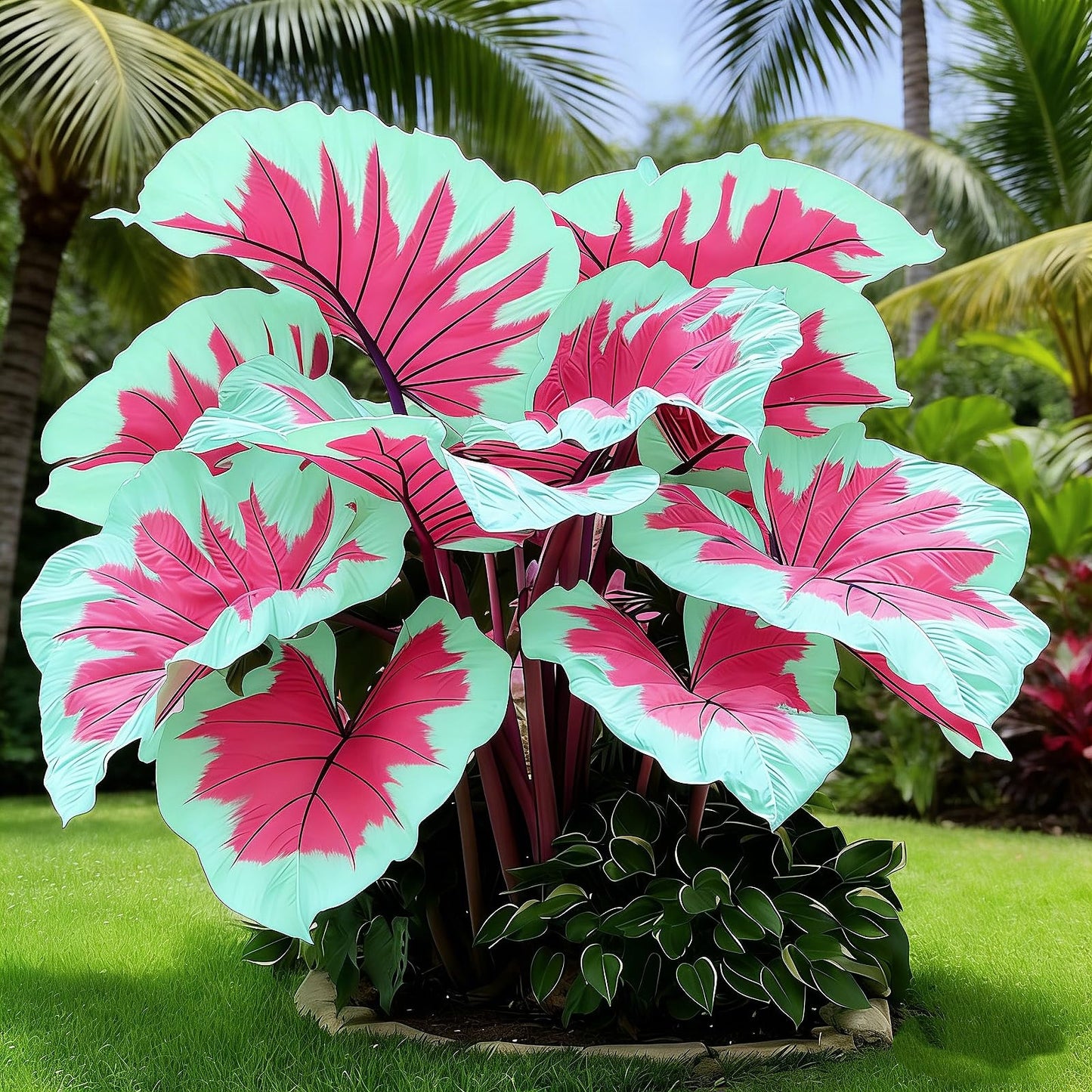 BGNIORT Giant Foliage Elephant Ear - Mixed Color/Excellent Display/Suitable for Outdoor Gardens/Easy Grow (6)