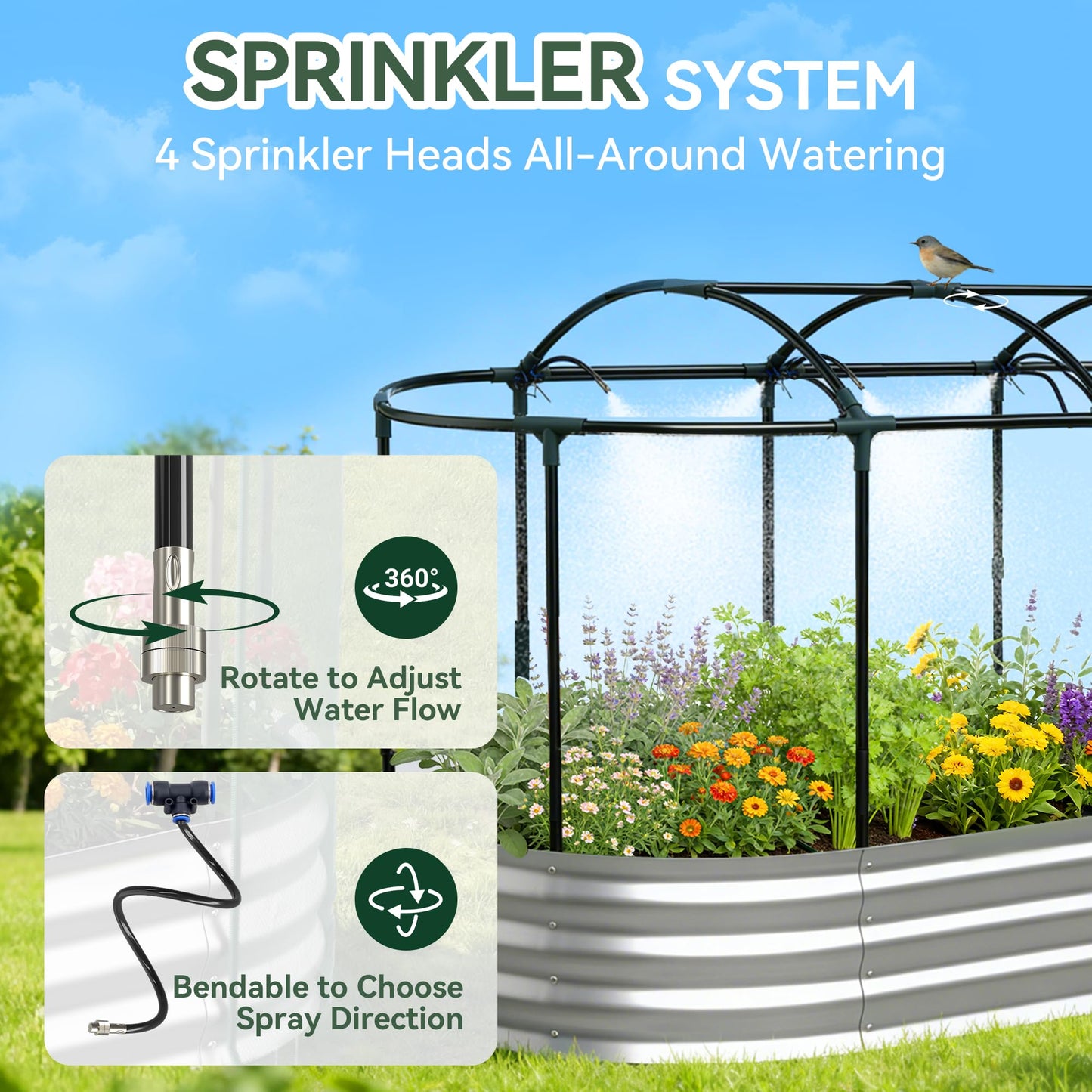 Lineware Raised Garden Bed with Self-Watering System, 6x3x1 ft Elevated Planter Boxes Outdoor with Mesh Cover, Oval Galvanized Raised Beds for Gardening,Vegetables,Flowers, Backyard, Patio