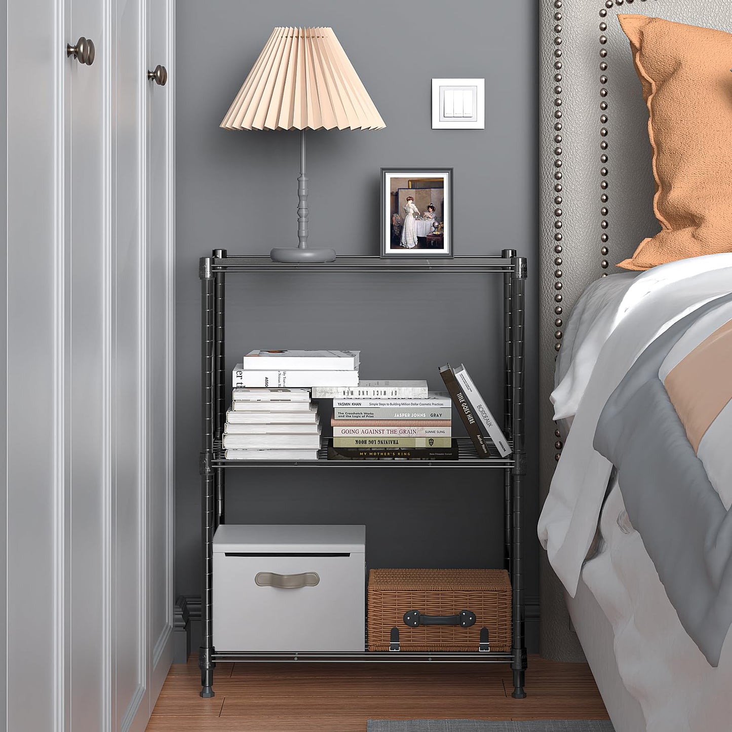 M MZG 450 lbs Steel Storage Shelving 3-Tier Utility Shelving Unit Steel Organizer Wire Rack for Home,Kitchen,Office (11.8" D x 17.7" W x 26.3" H)