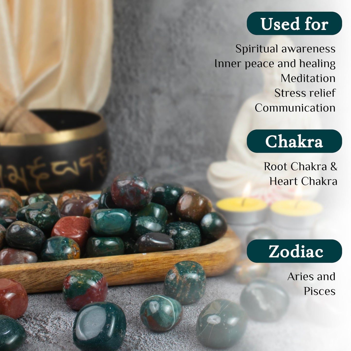 Crocon® 1LB Bloodstone Tumbled Stones and Crystals bulk 2000+ Carats Natural Crystal Kit for Reiki Healing Crystal Polished, Tumble Stones, Chakra Balancing, Reiki Gift, Home Decor Size : 2025 mm